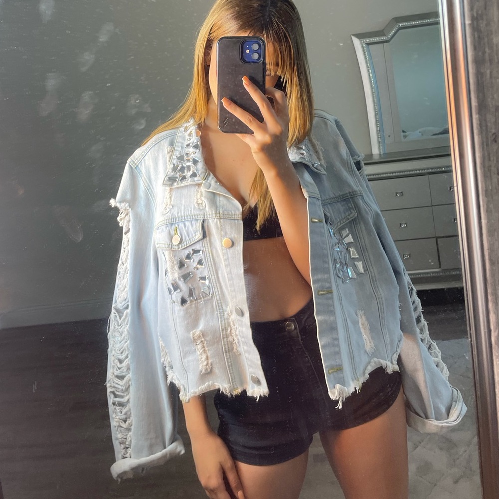 jean jacket, with diamonds